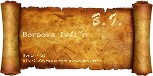Borsova Iván névjegykártya